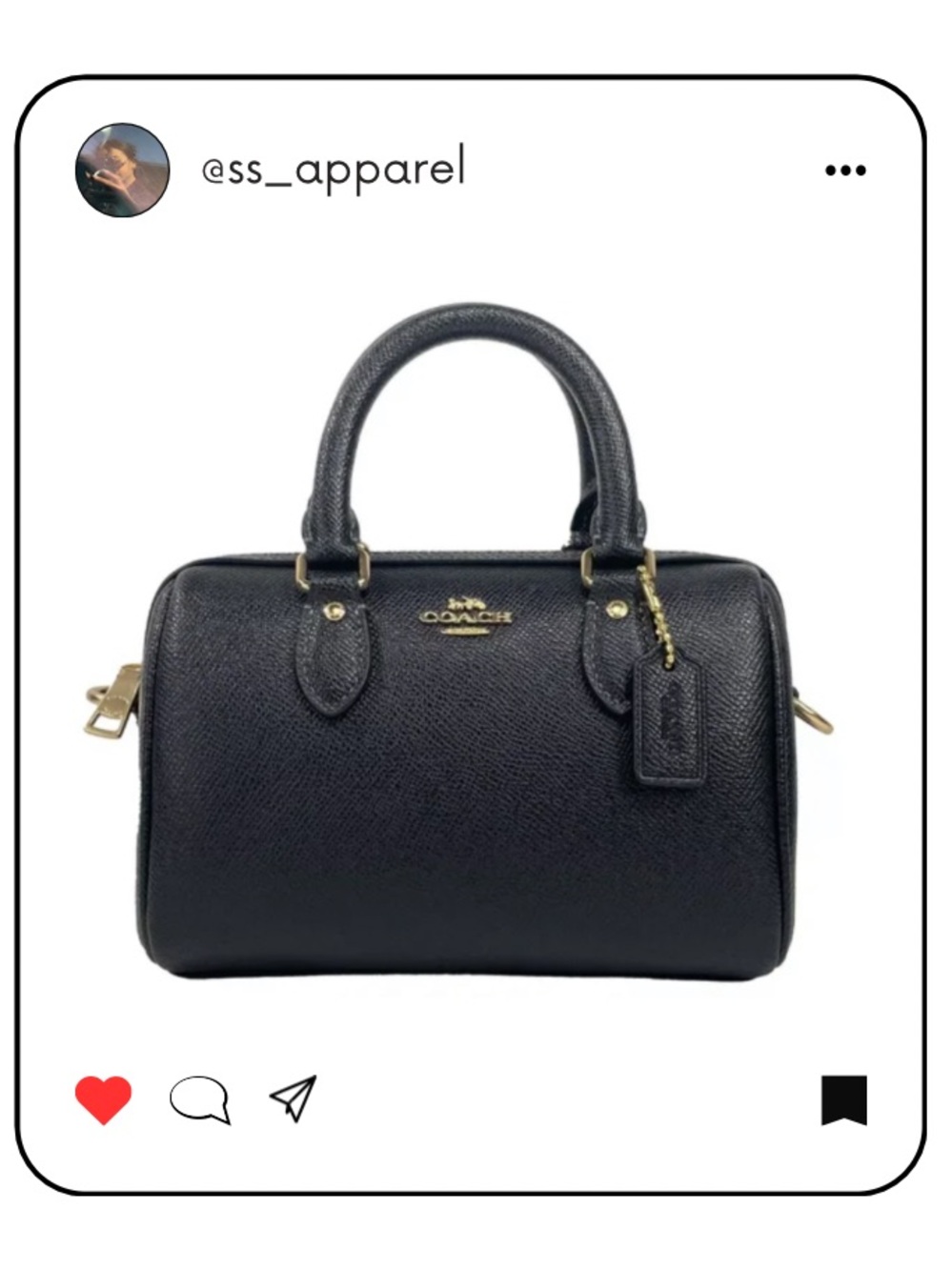 Coach Black Leather Dome Satchel with Gold Hardware
